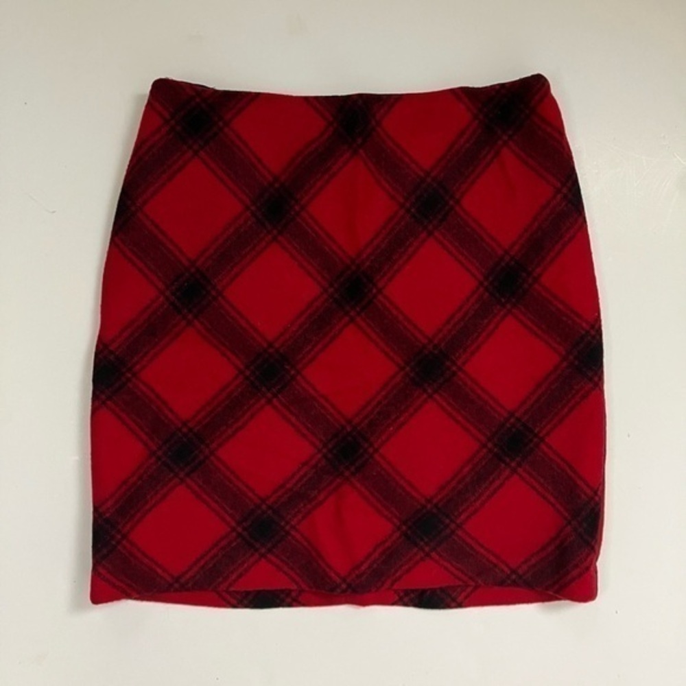 Talbots Vibrant Red and Black Checkered Mini Skirt